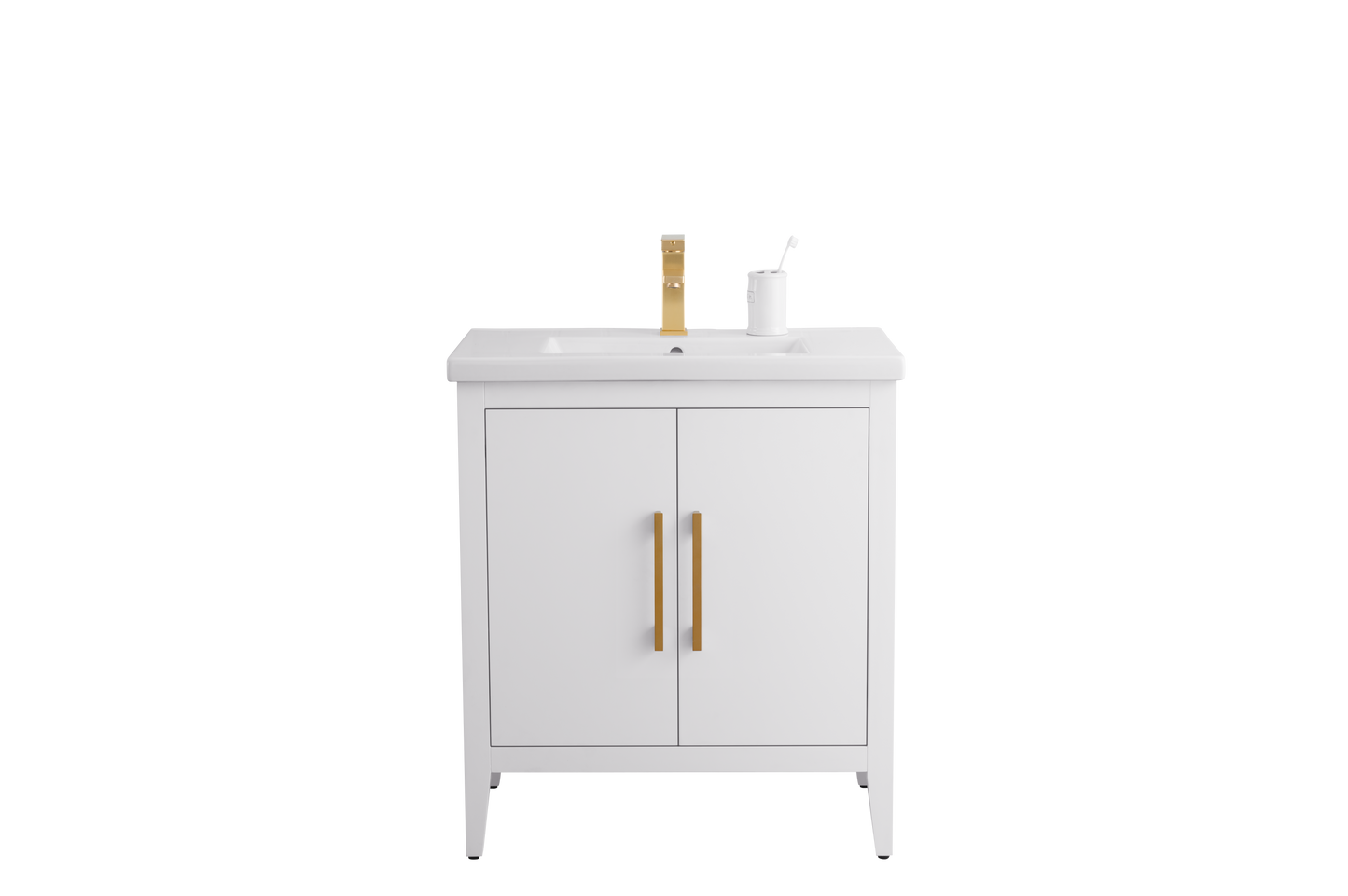 30 Inch Single Sink Bathroom Vanity in White with Ceramic Top - Vanity Art VA9030-W