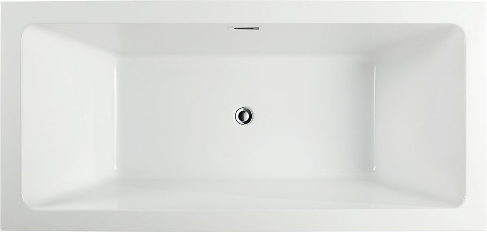 67 Inch Freestanding White Acrylic Bathtub with Overflow And Pop-Up Drain - Vanity Art VA6817-L-BN