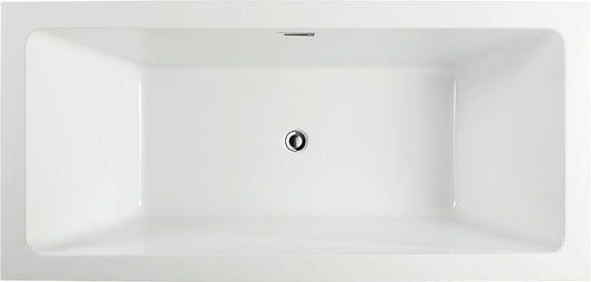 67 Inch Freestanding White Acrylic Bathtub with Overflow And Pop-Up Drain - Vanity Art VA6817-L-BN