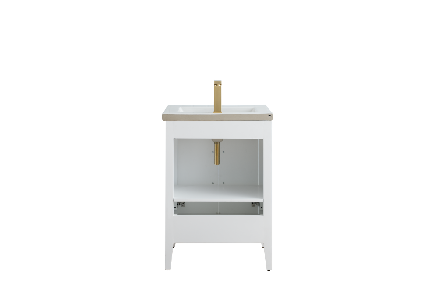 24 Inch Single Sink Bathroom Vanity in White with Ceramic Top - Vanity Art VA9024-W