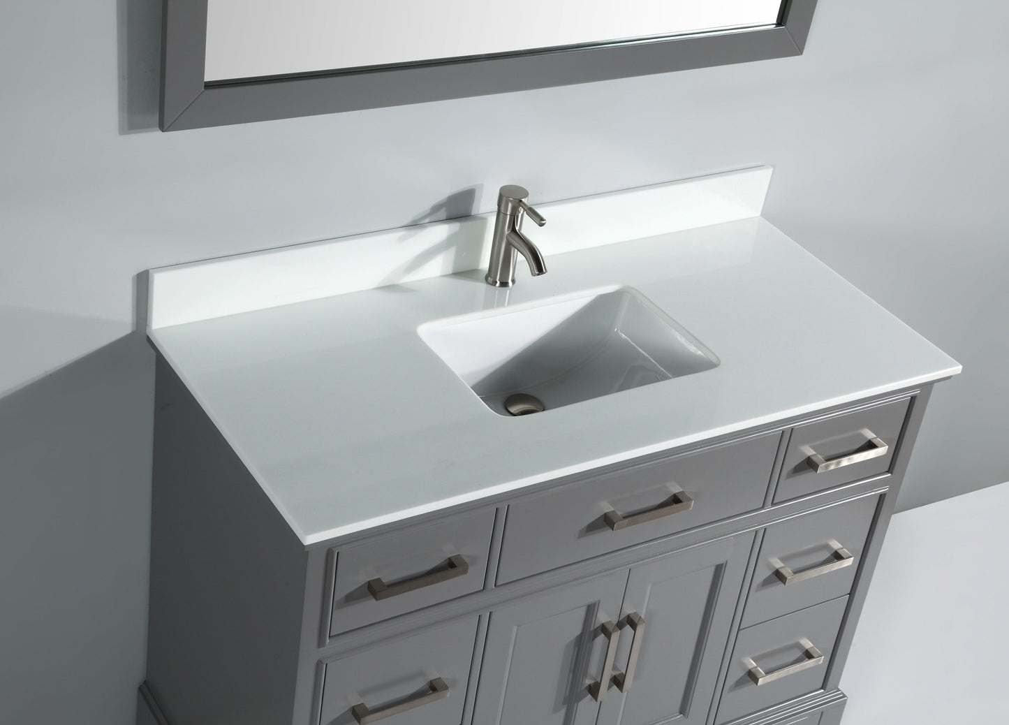 48 Inch Single Sink Bathroom Vanity in Gray with White Marble Countertop - Vanity Art VA1048G