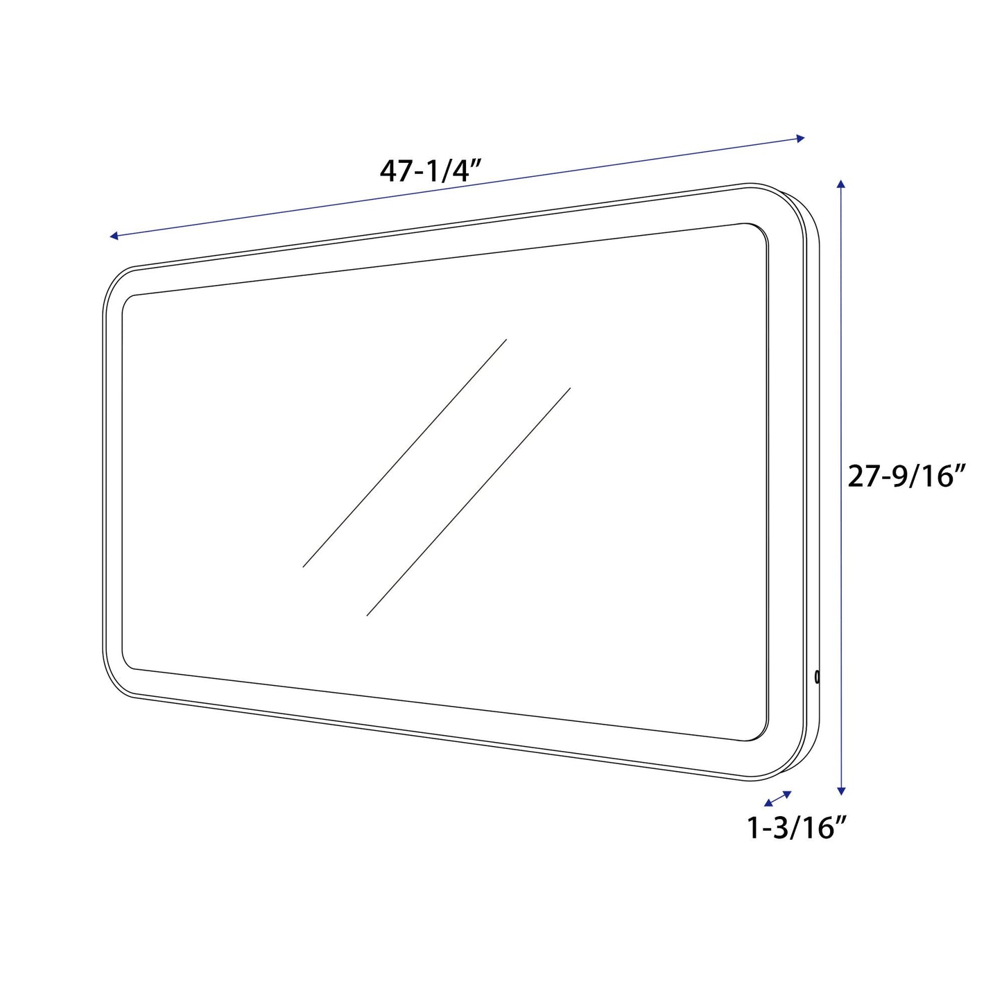 Rectangular 47.5 Inch x 27.5 Inch LED Mirror with Touch Sensor - Vanity Art VA59R