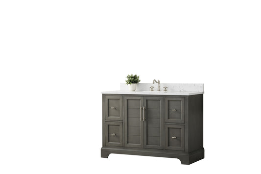 48 Inch Single Sink Bathroom Vanity in Gray with Marble Countertop & Backsplash - Vanity Art VA5048-SG