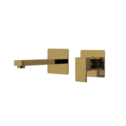 LaToscana QUOK208 QUADRO Single-Lever Handle Wall-Mount Lavatory Faucet in Matte Gold