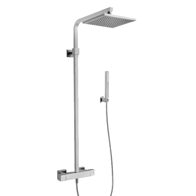 LaToscana QUPW689 QUADRO Brass Shower Column with Thermostatic Mixer in Brushed Nickel