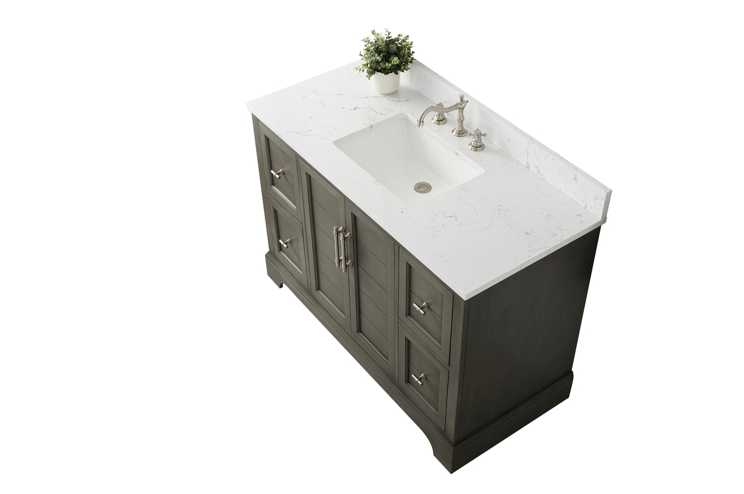 48 Inch Single Sink Bathroom Vanity in Gray with Marble Countertop & Backsplash - Vanity Art VA5048-SG