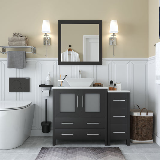 42 Inch Single Sink Bathroom Vanity in Espresso with Marble Countertop - Vanity Art VA3130-42E