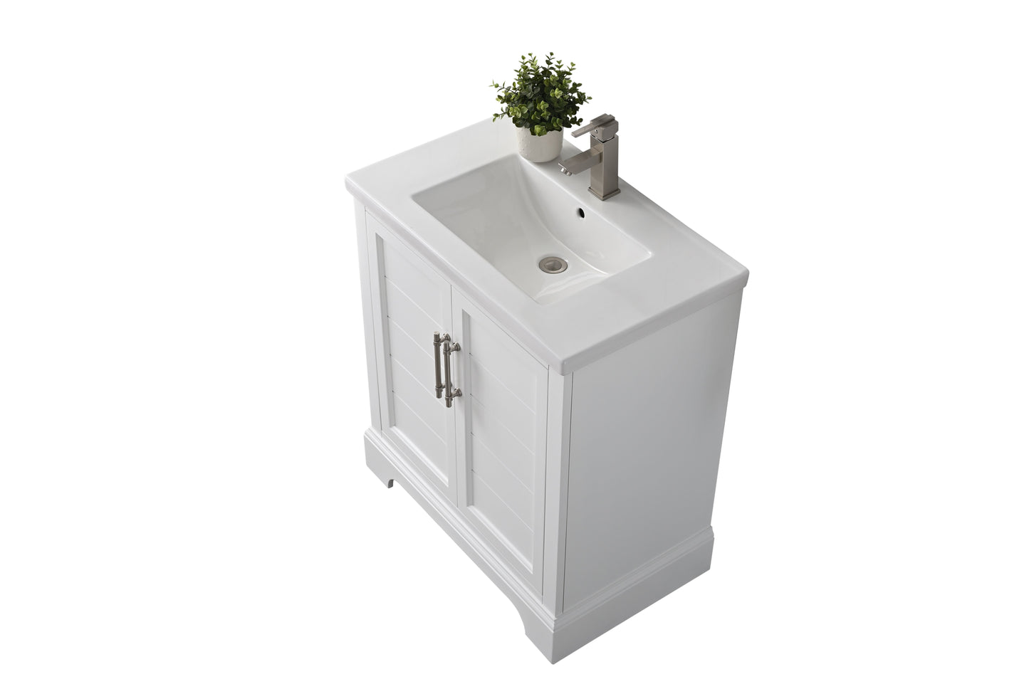 30 Inch Single Sink Bathroom Vanity in White with Ceramic Sink and Countertop - Vanity Art VA5030-W