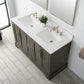 54 Inch Double Sink Bathroom Vanity in Gray with Marble Countertop & Backsplash - Vanity Art VA5054-SG