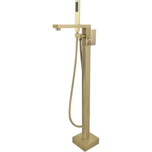 Floor Mounted Square Bathtub Filler - Brushed Gold (RA-9200BG)