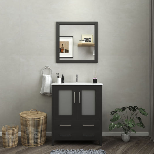 30 Inch Single Sink Bathroom Vanity in Espresso with Ceramic Countertop - Vanity Art VA3030E