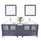 84 Inch Double Sink Bathroom Vanity in Blue with Marble Countertop - Vanity Art VA3136-84B