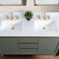 54 Inch Double Sink Bathroom Vanity in Vintage Green with Marble Countertop - Vanity Art VA8054-DVG