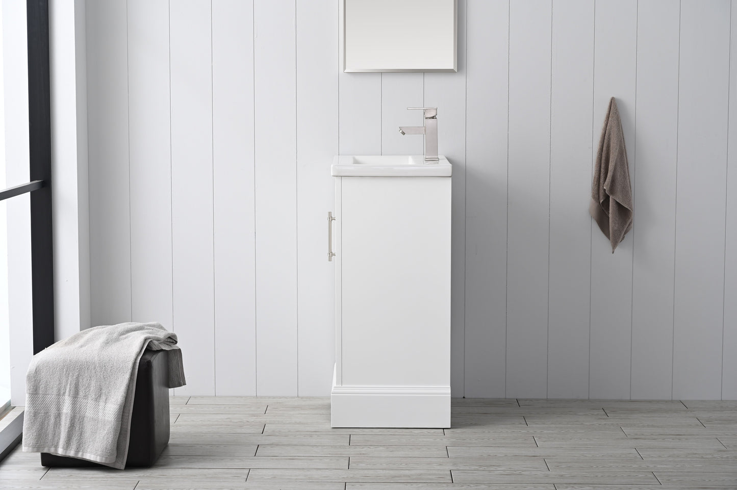 20 Inch Single Sink Bathroom Vanity in White with Ceramic Sink and Countertop - Vanity Art VA5020-W