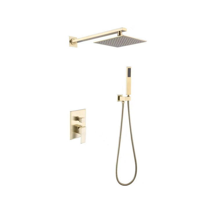 Concealed Shower System with 10" Square Rainfall Shower Head - Brushed Gold (RA-9415BG)
