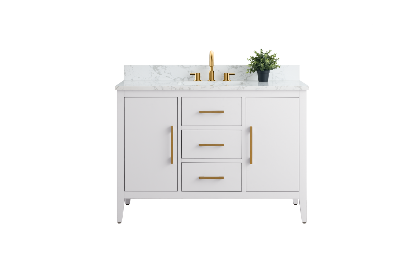 48 Inch Single Sink Bathroom Vanity in White with Marble Countertop - Vanity Art VA9048-W