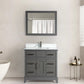 36 Inch Single Sink Bathroom Vanity in Gray with White Marble Countertop - Vanity Art VA1036G