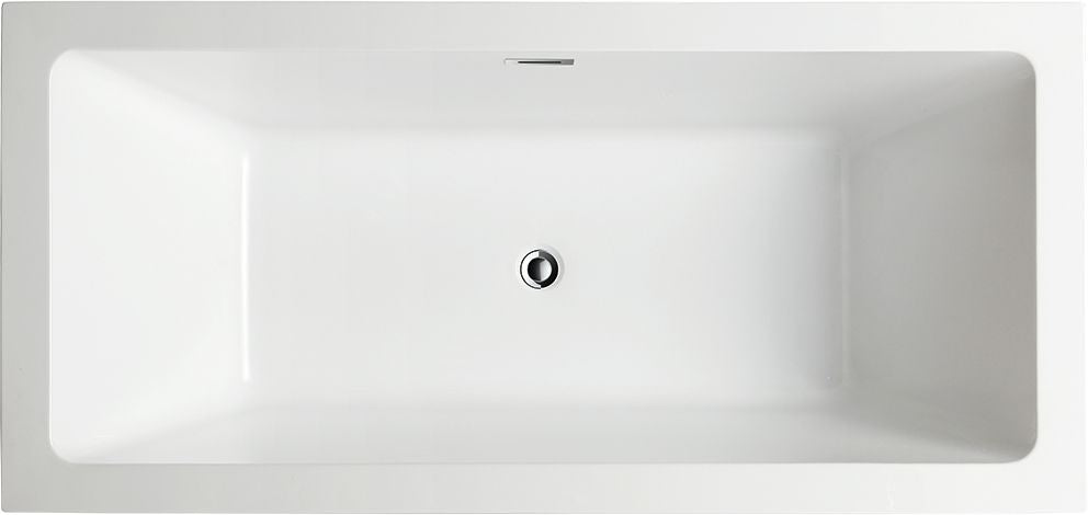 67 Inch Freestanding White Acrylic Bathtub with Overflow And Pop-Up Drain - Vanity Art VA6814-L-PC