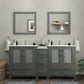 72 Inch Double Sink Bathroom Vanity in Gray with Ceramic Countertop - Vanity Art VA3030-72G