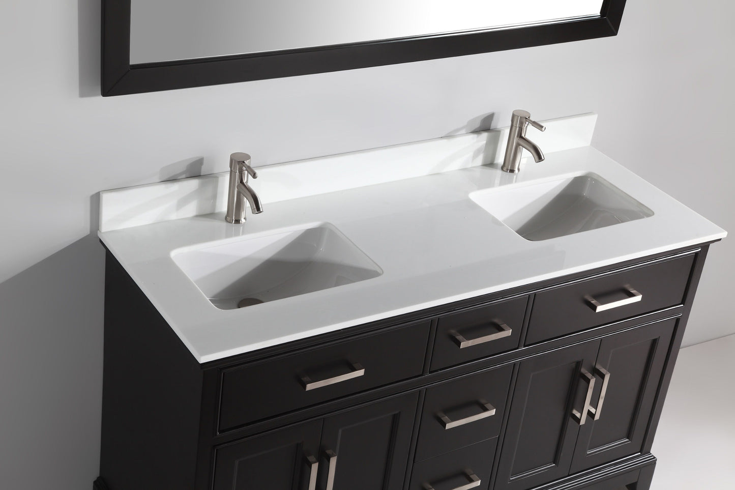 60 Inch Double Sink Bathroom Vanity in Espresso with White Marble Countertop - Vanity Art VA1060DE