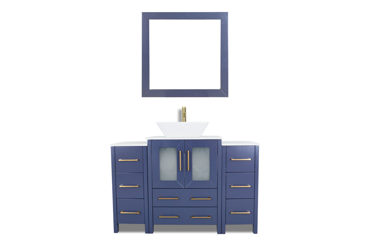 48 Inch Single Sink Bathroom Vanity in Blue with Marble Countertop - Vanity Art VA3124-48B