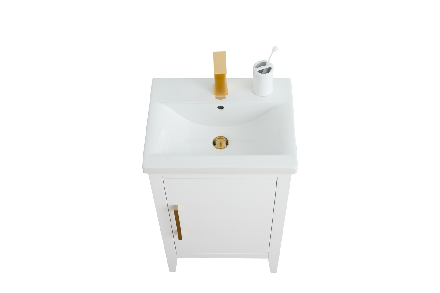 20 Inch Single Sink Bathroom Vanity in White with Ceramic Top - Vanity Art VA9020-W