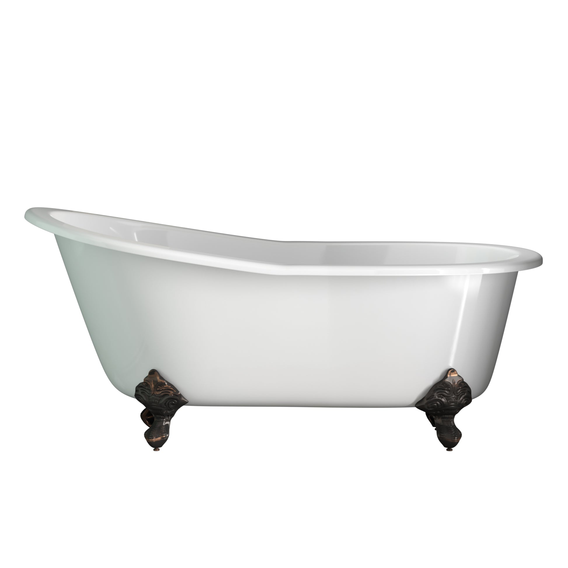 Cast Iron Slipper Clawfoot Tub 67" X 30" with no Faucet Drillings and Complete Oil Rubbed Bronze Free Standing English Telephone Style Faucet with Hand Held Shower Assembly Plumbing Package - ST67-398684-PKG-ORB-NH