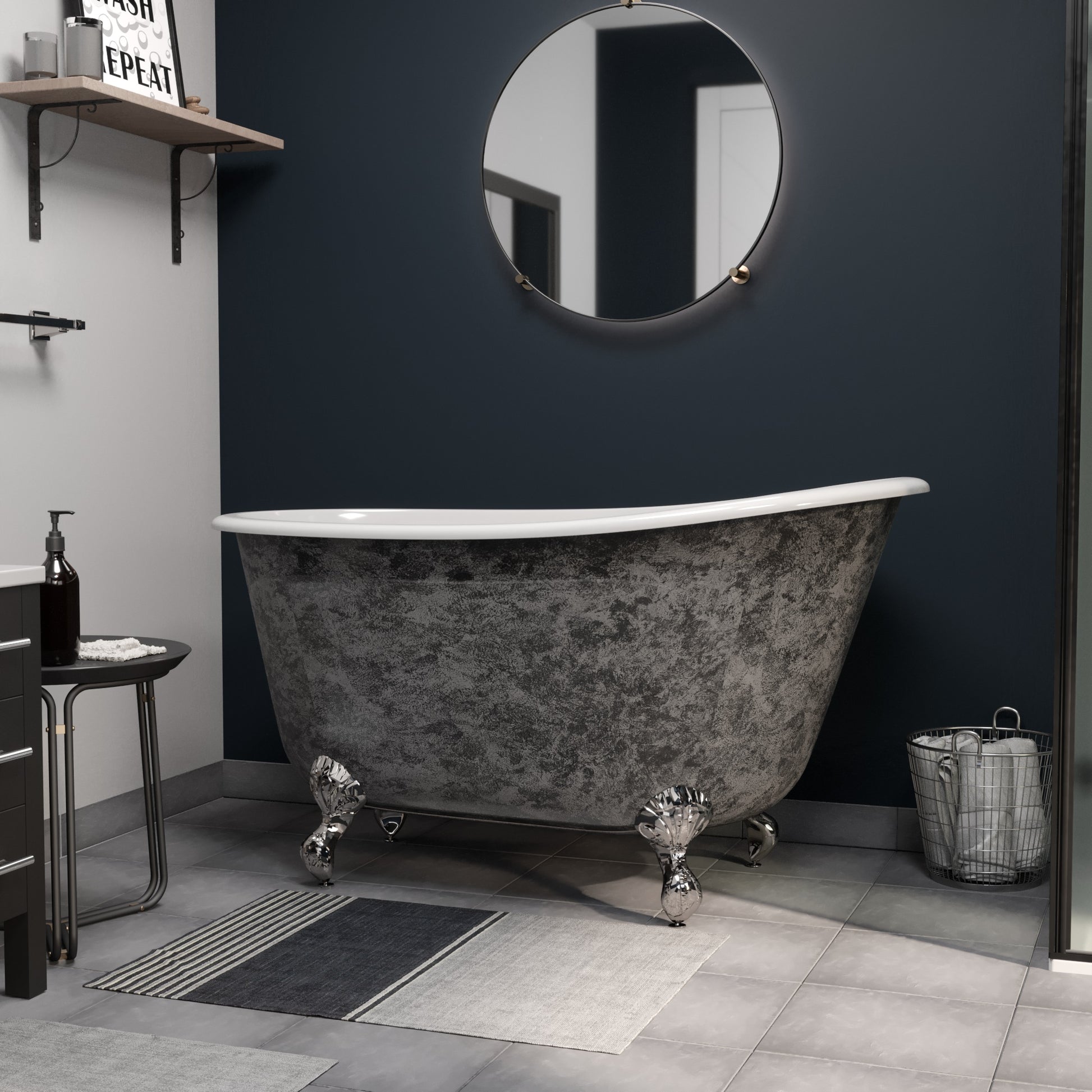 Scorched Platinum 54” Swedish Clawfoot Tub With Polished Chrome Feet. - SWED54-NH-CP-SP