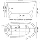 Cast Iron Swedish Slipper Tub 54" X 30" with no Faucet Drillings and Complete Polished Chrome Modern Freestanding Tub Filler with Hand Held Shower Assembly Plumbing Package - SWED54-150-PKG-CP-NH