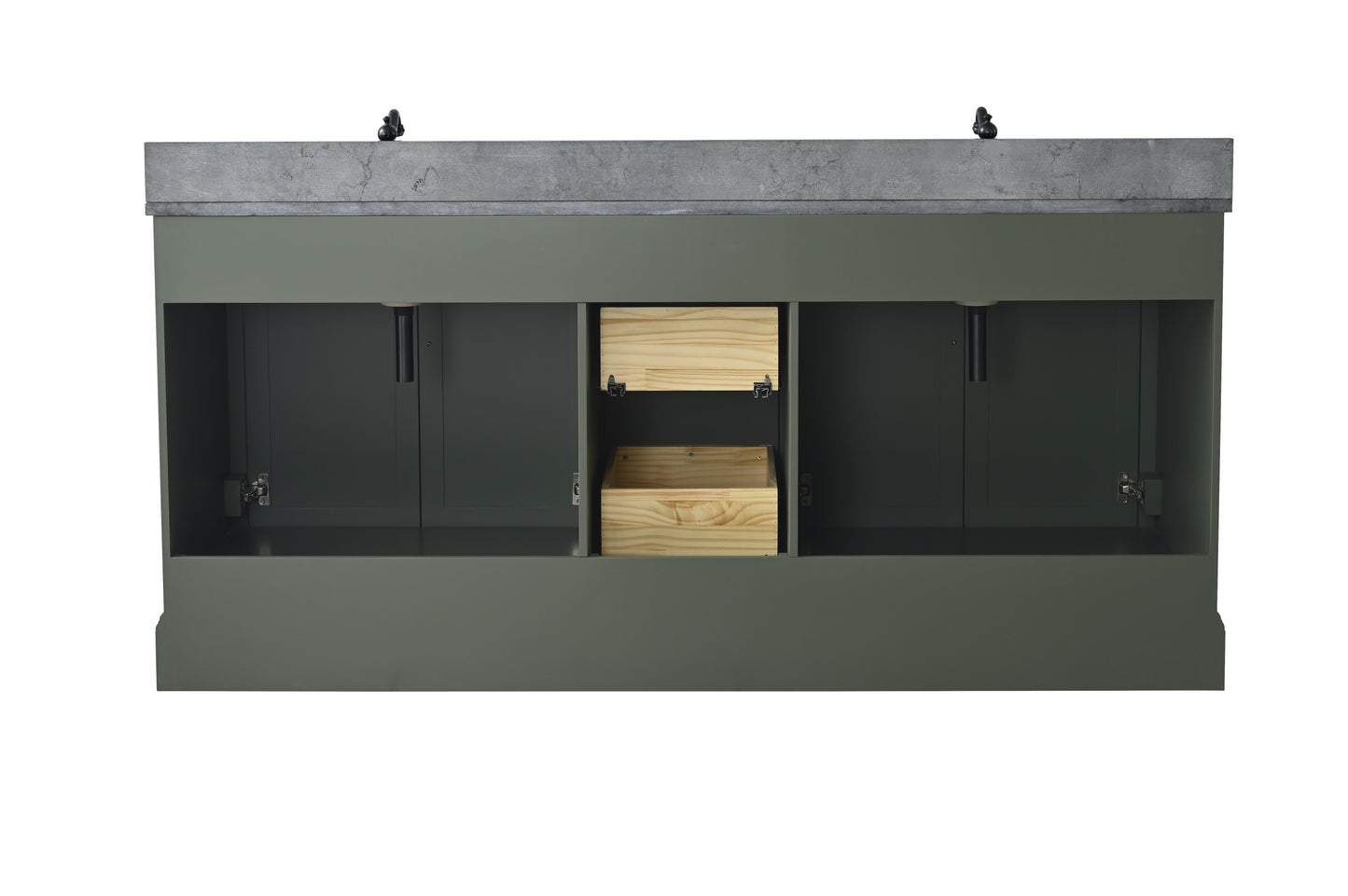 72 Inch Double Sink Bathroom Vanity in Vintage Green with Marble Countertop & Backsplash - Vanity Art VA5072-DVG