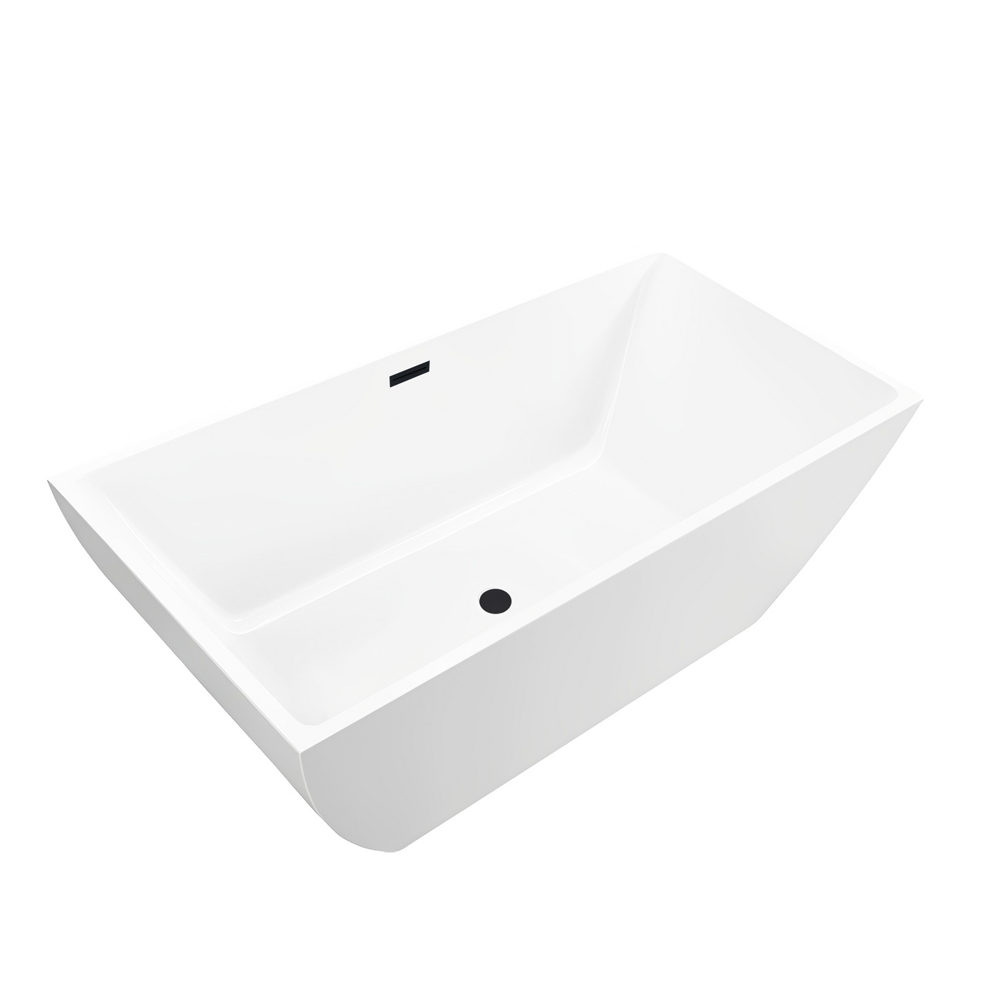 59 Inch Freestanding White Acrylic Bathtub with Overflow And Pop-Up Drain - Vanity Art VA6821-SMB