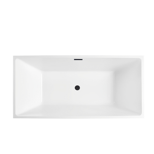 59 Inch Freestanding White Acrylic Bathtub with Overflow And Pop-Up Drain - Vanity Art VA6821-SMB