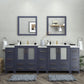 96 Inch Double Sink Bathroom Vanity in Blue with Ceramic Countertop - Vanity Art VA3030-96B