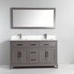 60 Inch Double Sink Bathroom Vanity in Gray with White Marble Countertop - Vanity Art VA1060DG