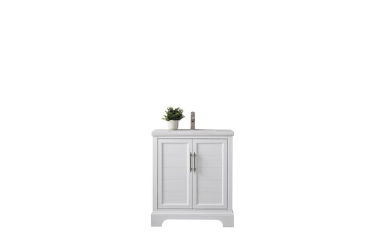 30 Inch Single Sink Bathroom Vanity in White with Ceramic Sink and Countertop - Vanity Art VA5030-W