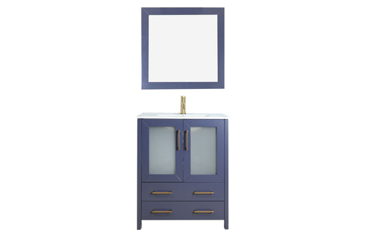 24 Inch Single Sink Bathroom Vanity in Blue with Ceramic Countertop - Vanity Art VA3024B