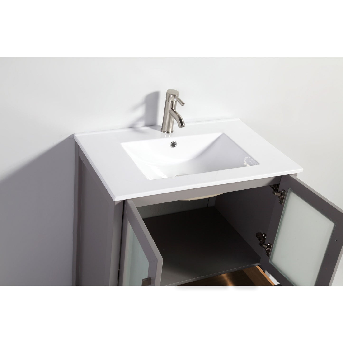 54 Inch Single Sink Bathroom Vanity in Gray with Ceramic Countertop - Vanity Art VA3030-54G