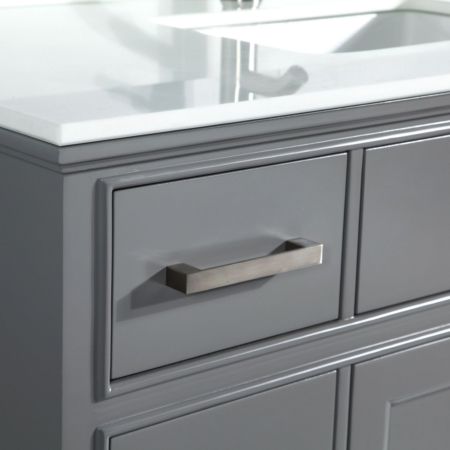 60 Inch Single Sink Bathroom Vanity in Gray with White Marble Countertop - Vanity Art VA1060SG