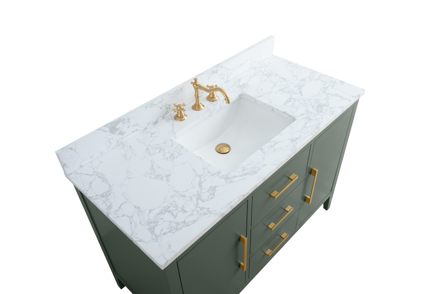 48 Inch Single Sink Bathroom Vanity in Vintage Green with Marble Countertop - Vanity Art VA9048-VG