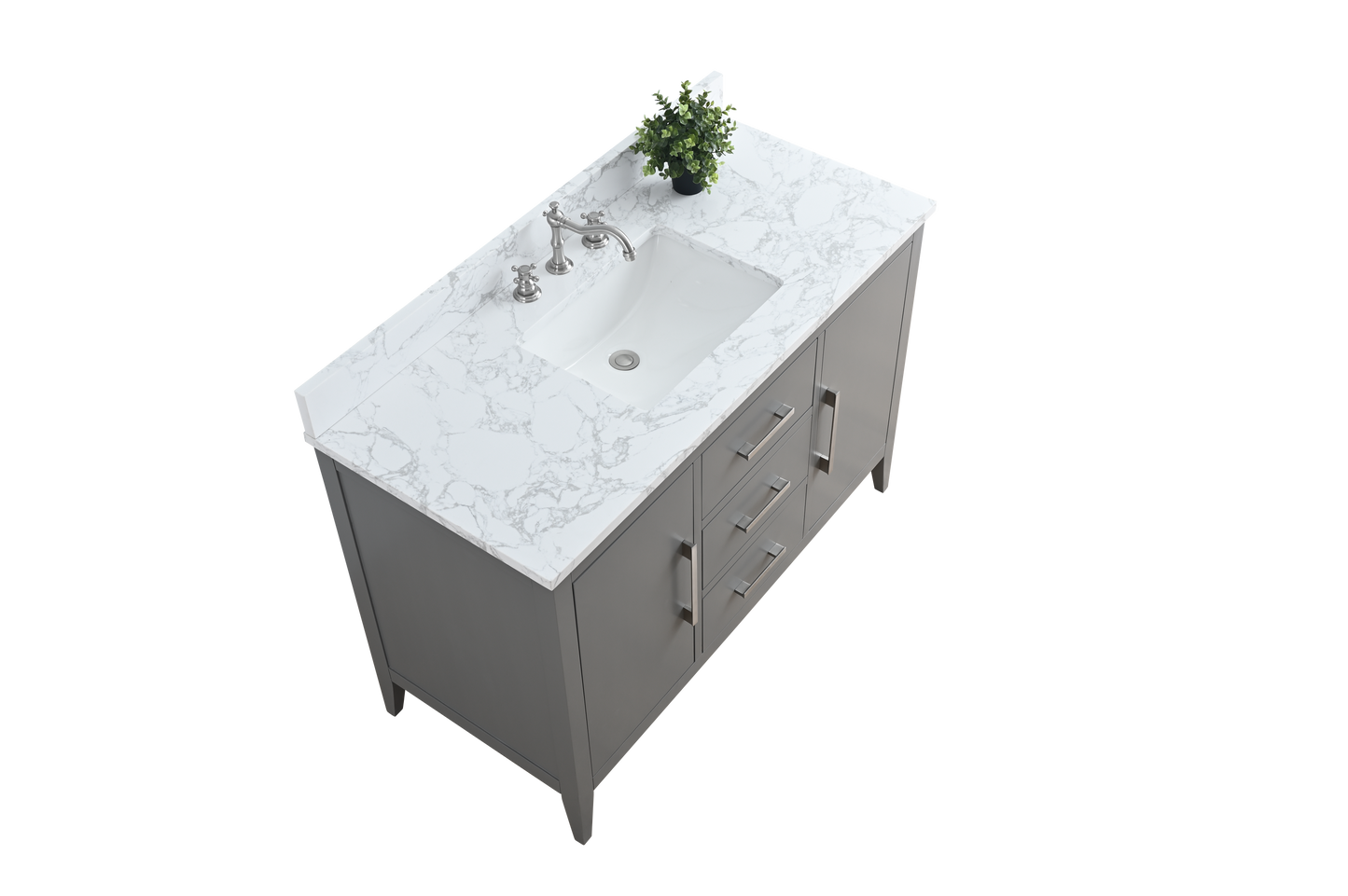 48 Inch Single Sink Bathroom Vanity in Cashmere Gray with Marble Countertop - Vanity Art VA9048-G