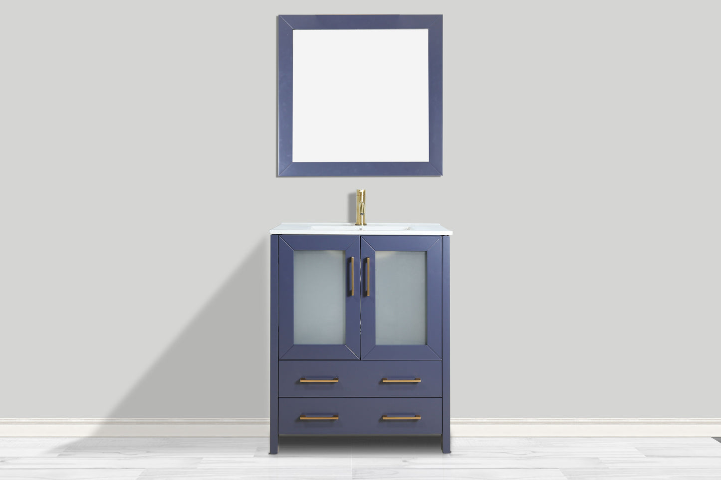 30 Inch Single Sink Bathroom Vanity in Blue with Ceramic Countertop - Vanity Art VA3030B