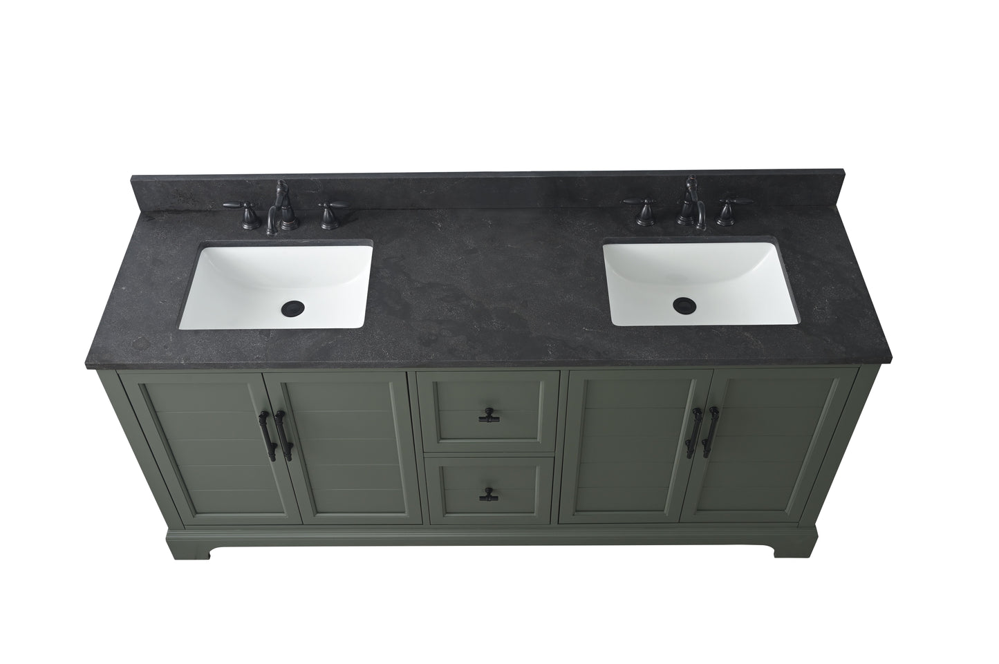 72 Inch Double Sink Bathroom Vanity in Vintage Green with Marble Countertop & Backsplash - Vanity Art VA5072-DVG