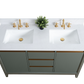 54 Inch Double Sink Bathroom Vanity in Vintage Green with Marble Countertop - Vanity Art VA8054-DVG