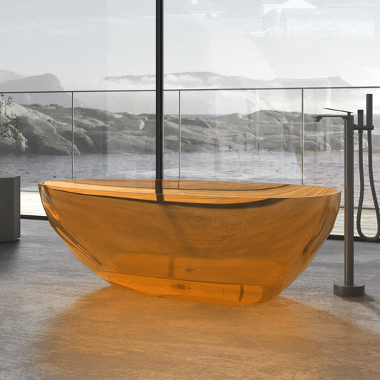 Freestanding Oval-Shaped Stone Resin Bathtub 59 Inch x 30.5 Inch- VA6913-PCS