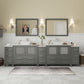 108 Inch Double Sink Bathroom Vanity in Gray with Marble Countertop - Vanity Art VA3136-108G