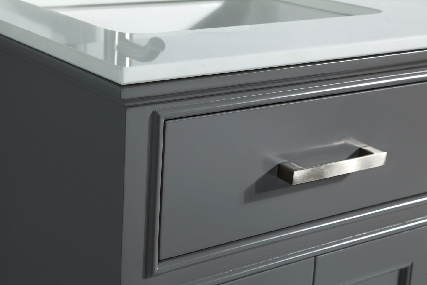 24 Inch Single Sink Bathroom Vanity in Gray with White Marble Countertop - Vanity Art VA1024G