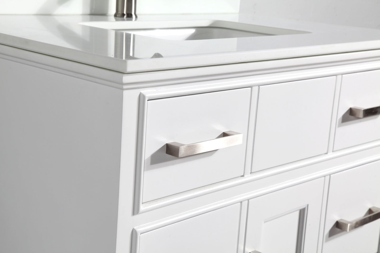 36 Inch Single Sink Bathroom Vanity in White with White Marble Countertop - Vanity Art VA1036W