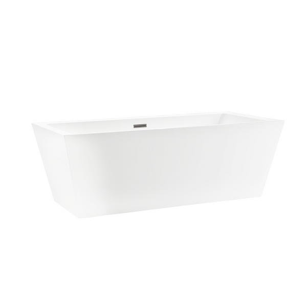 67 Inch Freestanding White Acrylic Bathtub with Overflow And Pop-Up Drain - Vanity Art VA6814-L-BN