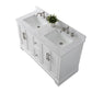 54 Inch Double Sink Bathroom Vanity in White with Marble Countertop & Backsplash - Vanity Art VA5054-W