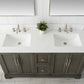 60 Inch Double Sink Bathroom Vanity in Gray with Marble Countertop & Backsplash - Vanity Art VA5060-DSG